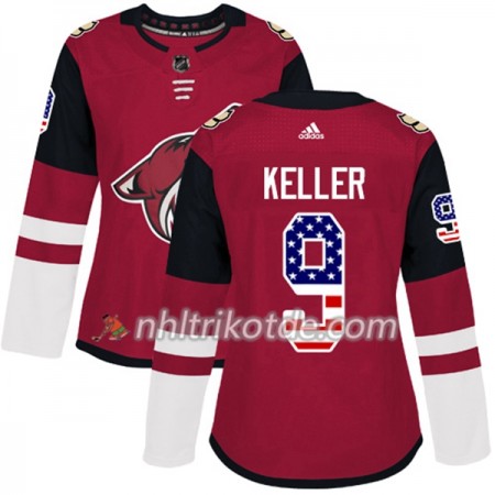 Arizona Coyotes Trikot Clayton Keller 9 Adidas 2017-2018 Rot USA Flag Fashion Authentic - Dame